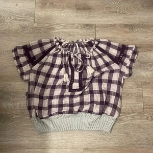 Free People plaid boho oversized top size XS